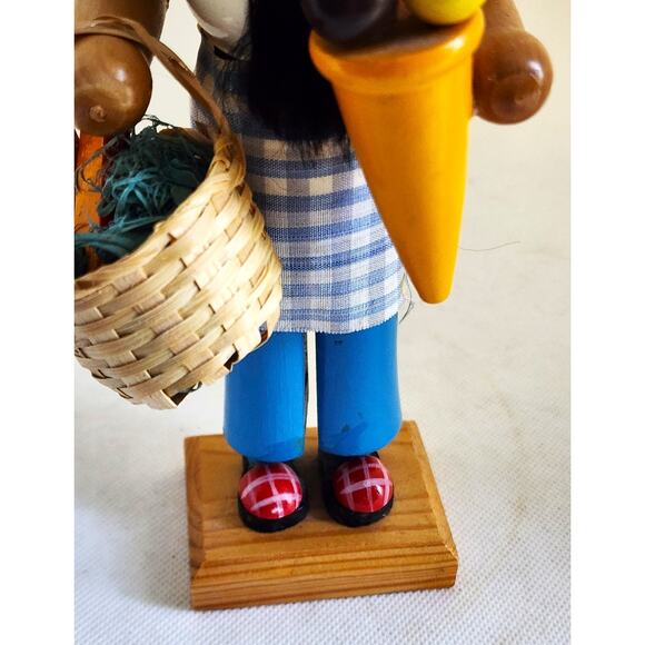 NUTCRACKER-Wood-Moving Lever Mouth-Baker Basket w/Bread-Ice Cream Cone-10" Tall - Picture 3 of 13